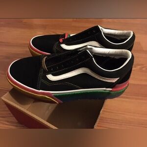 Vans Old Skool Stacked Glitter/Black Rainbow Size 4.5 Men’s 6.0 Women’s NWT